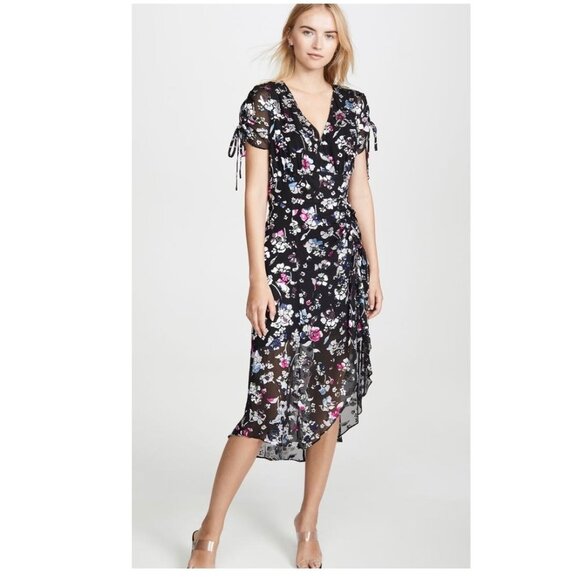Parker Floral Ruched Short-Sleeve Midi Dress - Picture 2 of 4